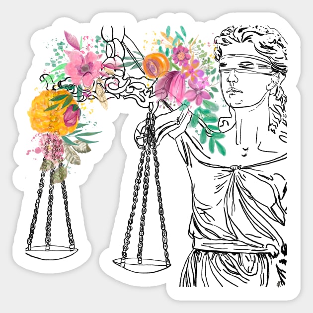 Floral Lady Justice Lawyer Gift Sticker by missdebi27